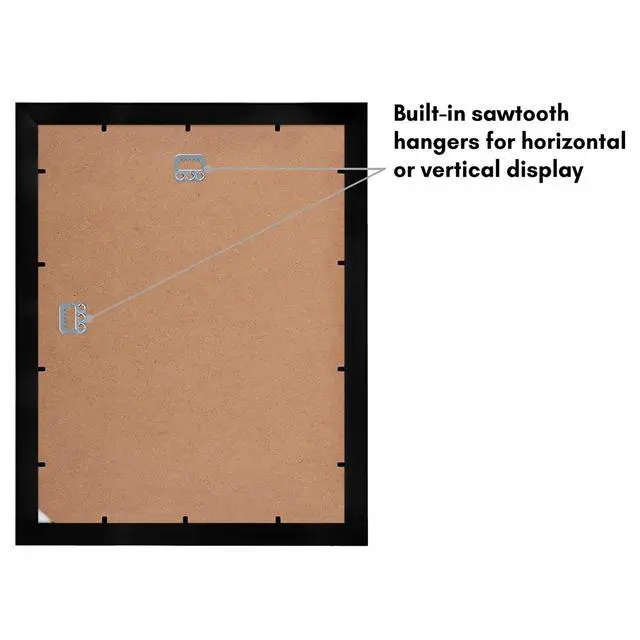Alt view image 5 of 7 - 11x14 Picture Frame with Shatter-Resistant Glass - Use as 8x10 Frame with Mat or Display 11x14 Photo Without Mat - Signature Collection - Picture Frames for Wall Display - Black | Shatter-resistant