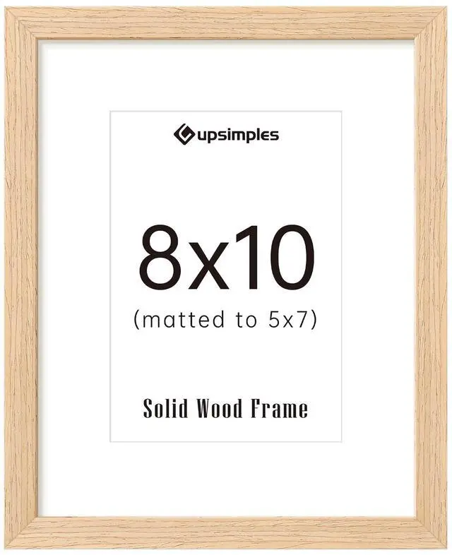 Main image of 8x10 Picture Frame Solid Wooden, Nursery Decor, 1Pack Natural | 100% Solid Wood, Fit 5x7 with Mat and 8 x 10 Photo, Wall Decor or Tabletop Display, Safe For Nursery Kids Room