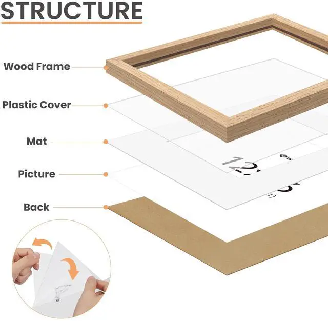Alt view image 4 of 7 - 8x10 Picture Frame Solid Wooden, Nursery Decor, 1Pack Natural | 100% Solid Wood, Fit 5x7 with Mat and 8 x 10 Photo, Wall Decor or Tabletop Display, Safe For Nursery Kids Room
