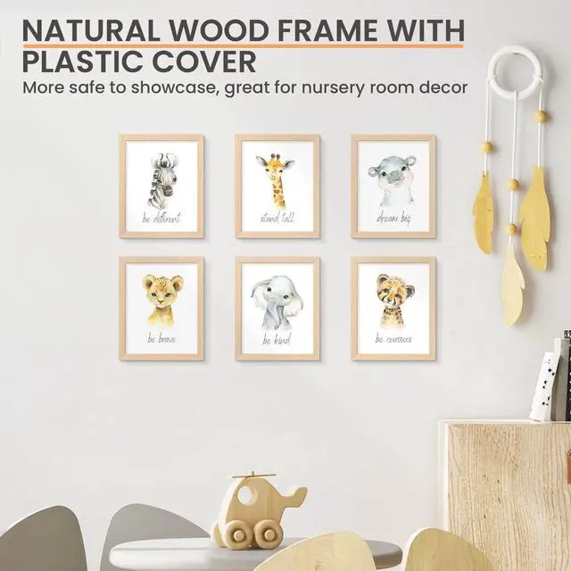 Alt view image 6 of 7 - 8x10 Picture Frame Solid Wooden, Nursery Decor, 1Pack Natural | 100% Solid Wood, Fit 5x7 with Mat and 8 x 10 Photo, Wall Decor or Tabletop Display, Safe For Nursery Kids Room