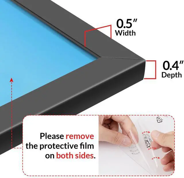 Alt view image 2 of 7 - 8x10 Picture Frame for Wall Display, 8x10 Black Picture Frame with HD Plexiglas, 8 x 10 Poster Frame 1 Pack, Display Frame for Vertical or Horizontal, Classic Collection