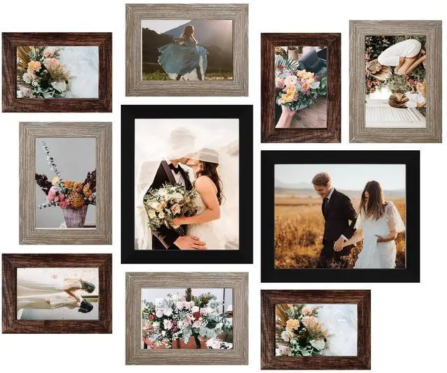 Main image of Picture Frames Collage Wall Decor 10-Pack, Gallery Wall Frame Set with 8x10 5x7 4x6 Frames in 3 Different Finishes