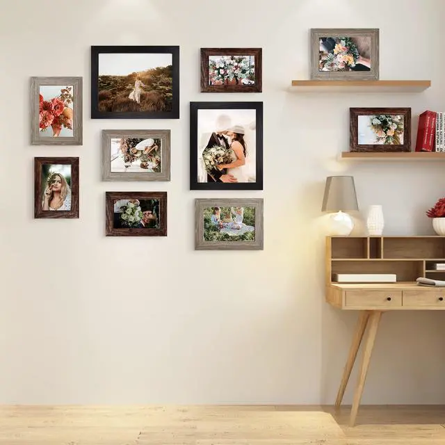 Alt view image 2 of 7 - Picture Frames Collage Wall Decor 10-Pack, Gallery Wall Frame Set with 8x10 5x7 4x6 Frames in 3 Different Finishes