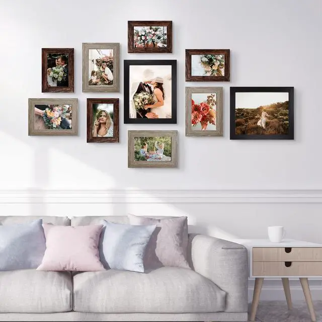Alt view image 3 of 7 - Picture Frames Collage Wall Decor 10-Pack, Gallery Wall Frame Set with 8x10 5x7 4x6 Frames in 3 Different Finishes