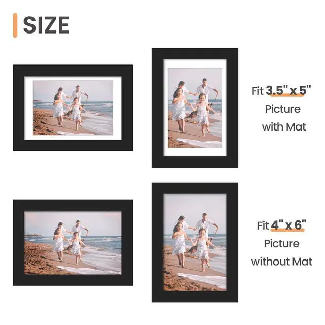 Alt view image 5 of 6 - 4x6 Picture Frame, Photo Collage Wall Decor Set of 10, Black | Small Frame Fit 3.5x5 and 4 x 6 Photos, Wall or Tabletop Display, For Gallery Hallway Living Room, For Christmas Mother's Day