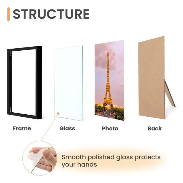 Alt view image 3 of 7 - 4x6 Picture Frame Glass, Thin Border, Black Photo Frames, 3 Pack | Small Picture Frames, Fit 4 x 6 Photos for Family, Baby, Wall and Tabletop Display, Home Decor for Mothers Day, Christmas