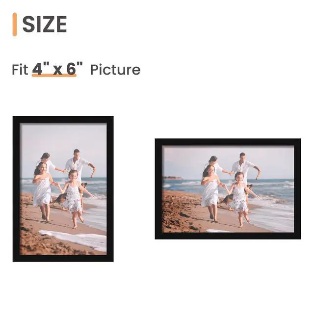 Alt view image 4 of 7 - 4x6 Picture Frame Glass, Thin Border, Black Photo Frames, 3 Pack | Small Picture Frames, Fit 4 x 6 Photos for Family, Baby, Wall and Tabletop Display, Home Decor for Mothers Day, Christmas