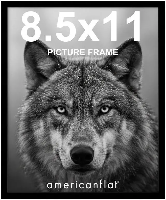 Main image of 8.5x11 Picture Frame with Shatter-Resistant Glass - Streamline Collection - Thin Border Photo Frame for Tabletop and Wall Display - Hanging Hardware and Easel Stand Included - Black