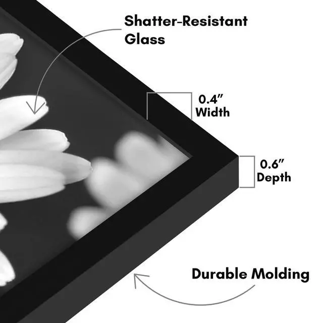 Alt view image 6 of 7 - 8.5x11 Picture Frame with Shatter-Resistant Glass - Streamline Collection - Thin Border Photo Frame for Tabletop and Wall Display - Hanging Hardware and Easel Stand Included - Black