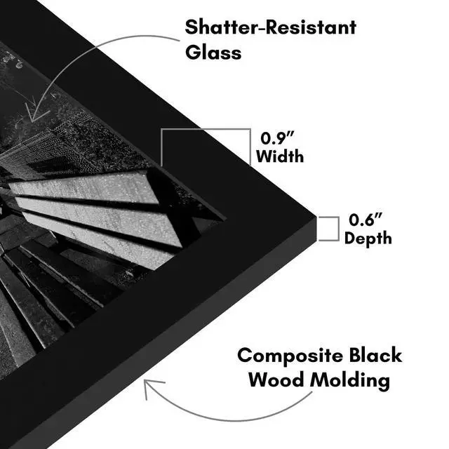 Alt view image 3 of 7 - 8x12 Picture Frame - Engineered Wood - Black