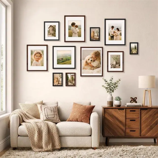 Alt view image 4 of 7 - 11x14 Picture Frame, Matted for 8x10 Photos, Black | Picture Frame 11x14 with Shatter-Resistant Plexiglass, Photo Frame for Wall Mounting, 1 Pack