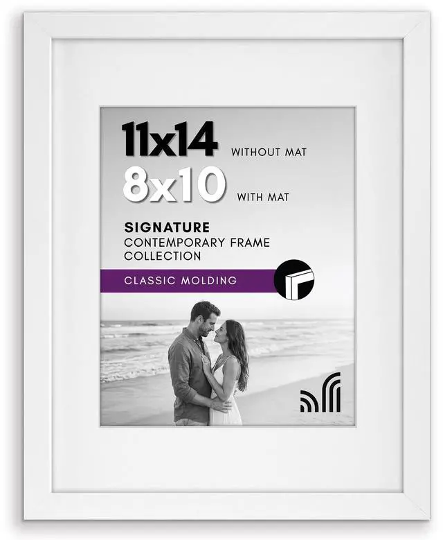 Main image of 11x14 Picture Frame with Shatter-Resistant Glass - Use as 8x10 Frame with Mat or Display 11x14 Photo Without Mat - Signature Collection