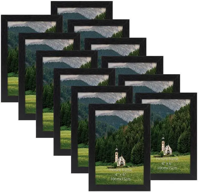 Main image of 4x6 Picture Frame Set of 12, Black Picture Frames for 4 by 6 Photo | Wall or Tabletop Display