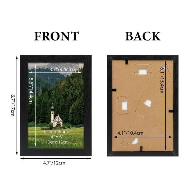 Alt view image 2 of 7 - 4x6 Picture Frame Set of 12, Black Picture Frames for 4 by 6 Photo | Wall or Tabletop Display