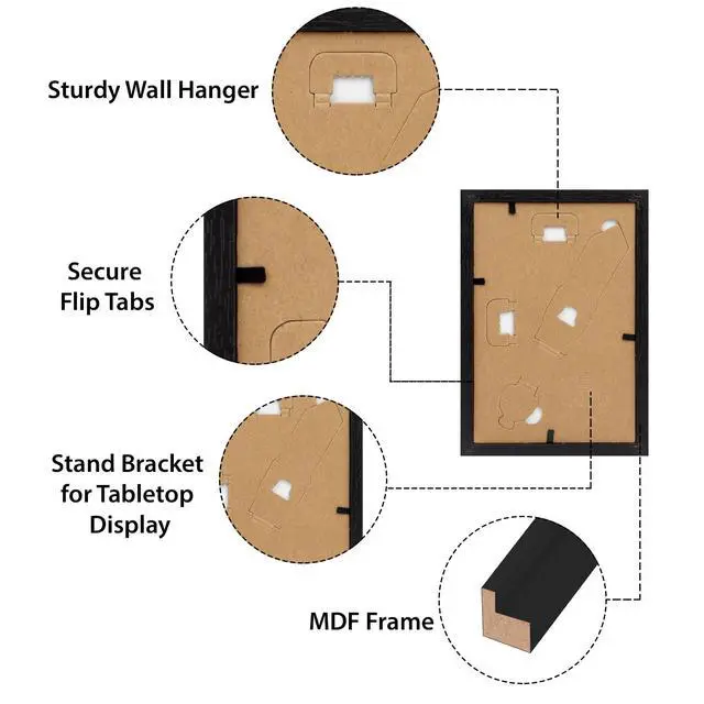 Alt view image 3 of 7 - 4x6 Picture Frame Set of 12, Black Picture Frames for 4 by 6 Photo | Wall or Tabletop Display