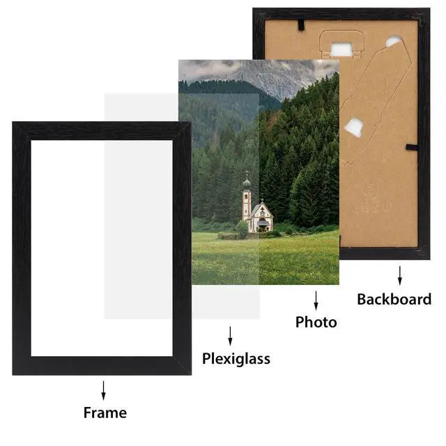 Alt view image 5 of 7 - 4x6 Picture Frame Set of 12, Black Picture Frames for 4 by 6 Photo | Wall or Tabletop Display