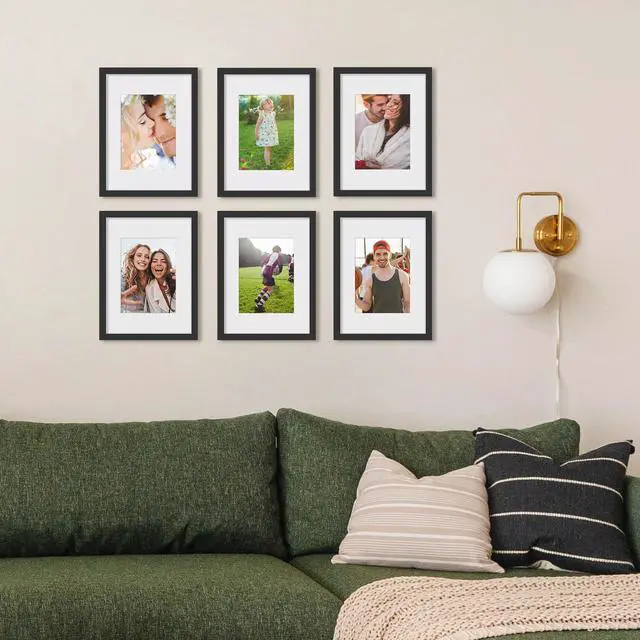 Alt view image 2 of 5 - 9x12 Picture Frame, Wall Decor Photo Frames, Black 1 Pack | 9 x 12 Frame, 6x8 Frame with Mat for Gallery Wall, Family, Baby, Dog, Dorm, Christmas
