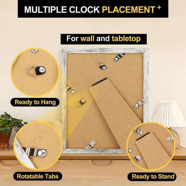 Alt view image 7 of 7 - 8x10 Picture Frames with 6x8 Mat Set of 2, Distressed White | Wood Grain Design, Wall Mounting or Tabletop Display, for Christmas Mother's Day Father's Day birthday