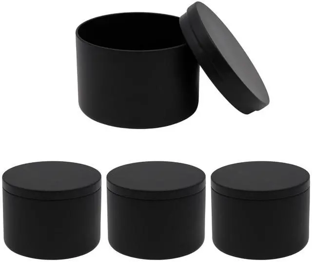 Main image of 4pcs Black 8oz Candle Tins with Lids - Premium Metal Candle Jars for DIY Craft, Wax Melts & Small Business (Leak-Proof Candle Containers) 80mm*60mm/3.15"*2.36"