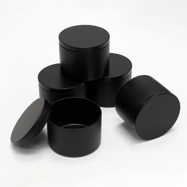 Alt view image 3 of 5 - 4pcs Black 8oz Candle Tins with Lids - Premium Metal Candle Jars for DIY Craft, Wax Melts & Small Business (Leak-Proof Candle Containers) 80mm*60mm/3.15"*2.36"