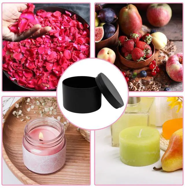 Alt view image 5 of 5 - 4pcs Black 8oz Candle Tins with Lids - Premium Metal Candle Jars for DIY Craft, Wax Melts & Small Business (Leak-Proof Candle Containers) 80mm*60mm/3.15"*2.36"