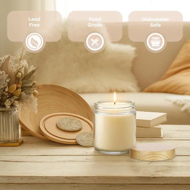 Alt view image 6 of 7 - 8 oz Glass Jars with Lids, 3 Pack Small Glass Jars with Woodgrain Lids | Leakproof, BPA-Free, Empty Glass Containers with Blank Labels for Sample, Cream, Lotion, Honey, Powder