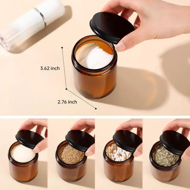 Alt view image 2 of 4 - 8oz Amber Glass Jars with Lids (3 Pack) - Empty Candle Jars for making candles,Cosmetic Jar,Amber Containers with Lids for Creams,Lotions,Spices
