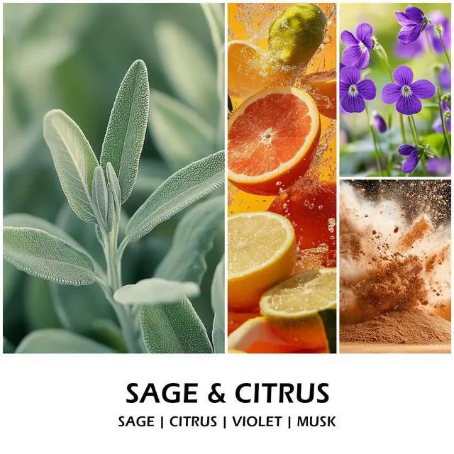 Alt view image 2 of 6 - Sage Citrus Scented Candle, Soy Wax 7 oz | Fresh sage and citrus aromatherapy fragrance; 50H burn long-lasting jar candle; Gift for women
