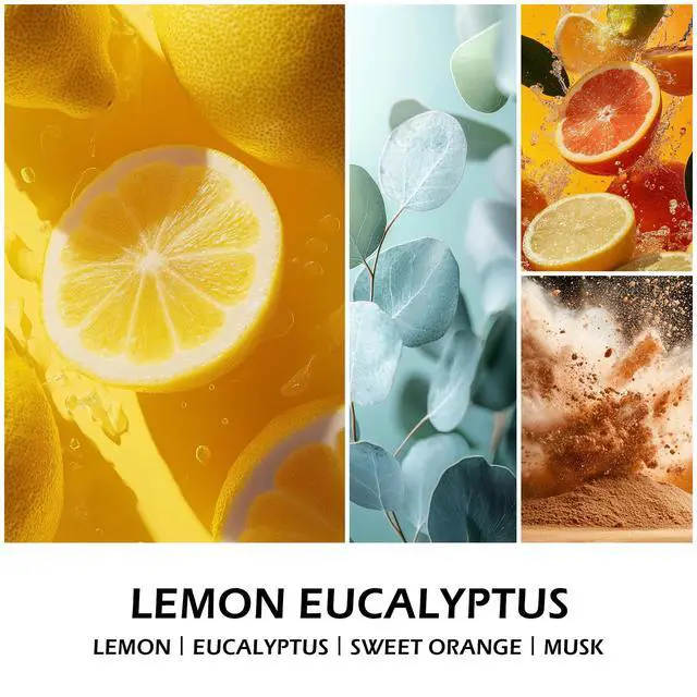 Alt view image 2 of 6 - Lemon Eucalyptus Scented Candle, Soy Wax 7 oz | Bright lemon eucalyptus aromatherapy fragrance; 50H burn long-lasting jar candle; Gift for women