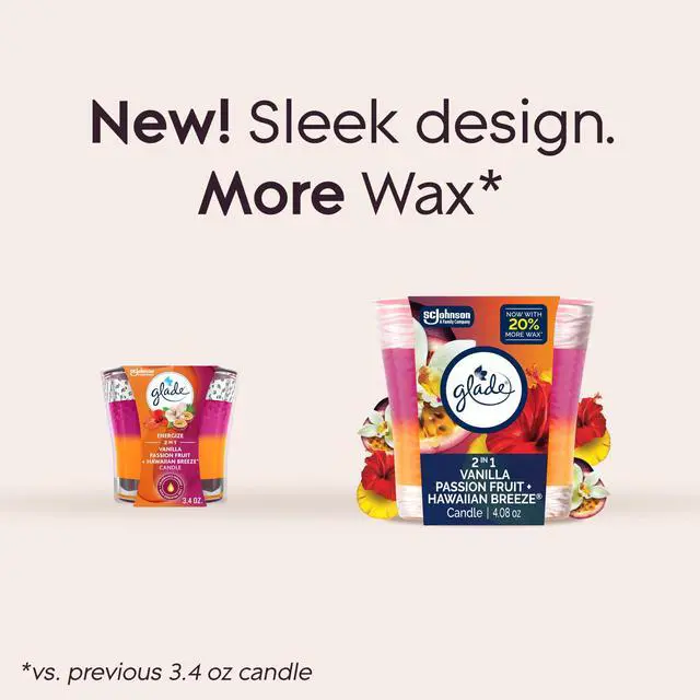 Alt view image 4 of 7 - 1-Wick 2in1 Scented Candle Jar, Hawaiian Breeze & Vanilla Passion Fruit, Air Freshener Infused with Essential Oils, 4.08 Oz, 2 Count