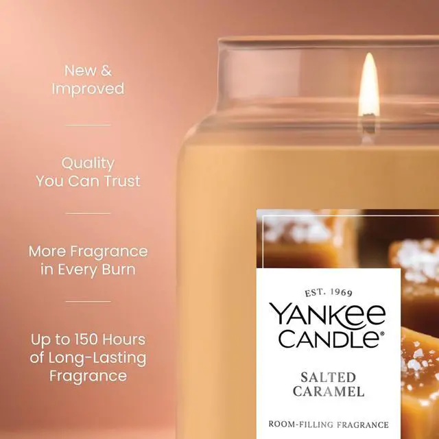 Alt view image 3 of 7 - Candle Salted Caramel Scented Candle, 22oz Large Jar, Up to 150 Hour Burn Time, Giftable, Holidays