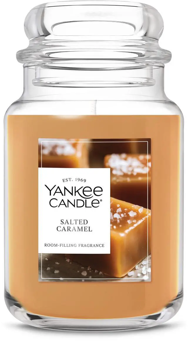 Main image of Candle Salted Caramel Scented Candle, 22oz Large Jar, Up to 150 Hour Burn Time, Giftable, Holidays