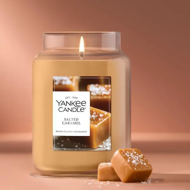 Alt view image 4 of 7 - Candle Salted Caramel Scented Candle, 22oz Large Jar, Up to 150 Hour Burn Time, Giftable, Holidays