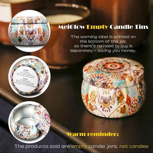 Alt view image 2 of 7 - Empty Candle Tins for Making Candles, 24 Pack 3 oz with Lids, Cotton Wicks, Wick Stickers and Holders