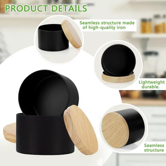Alt view image 3 of 7 - 4oz Black Candle Tins,24 PCS Candle Jars with Lids for Candle Making | Candle Tins With Wood Grain Lids;Jars for Making Candles;Seamless Construction with Matte Finish;Heat and Corrosion Resistant