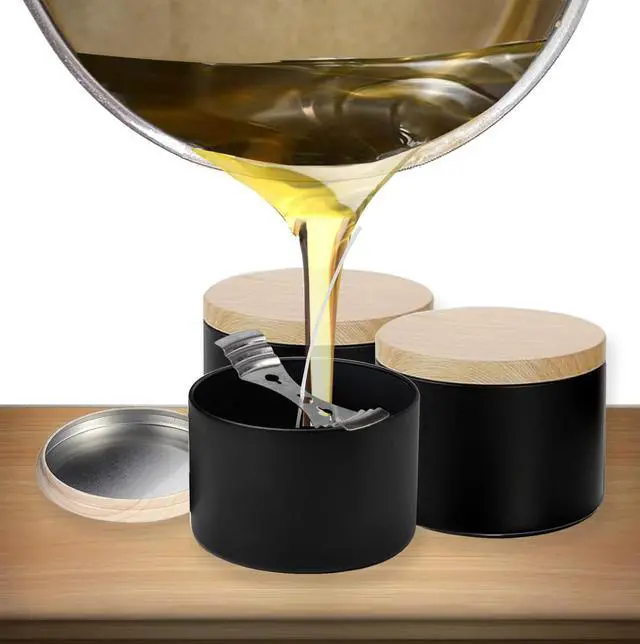 Alt view image 4 of 7 - 4oz Black Candle Tins,24 PCS Candle Jars with Lids for Candle Making | Candle Tins With Wood Grain Lids;Jars for Making Candles;Seamless Construction with Matte Finish;Heat and Corrosion Resistant