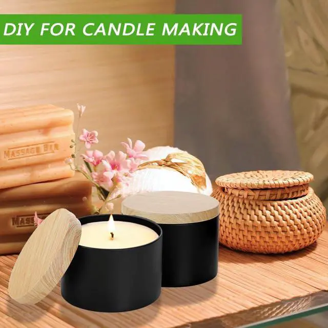 Alt view image 5 of 7 - 4oz Black Candle Tins,24 PCS Candle Jars with Lids for Candle Making | Candle Tins With Wood Grain Lids;Jars for Making Candles;Seamless Construction with Matte Finish;Heat and Corrosion Resistant