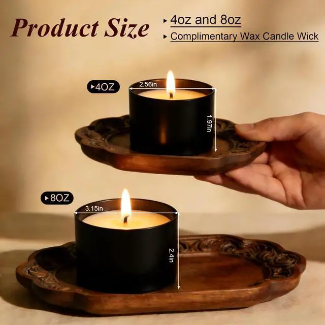 Alt view image 2 of 7 - 8OZ Black Candle Tins Cans with Lids and Wicks for Making Candles | Heavy-Duty Matte Small Bulk Empty Candles Jars Vessels Container for Business OwnerTravel Reusable Candles TinsBlack10PCS