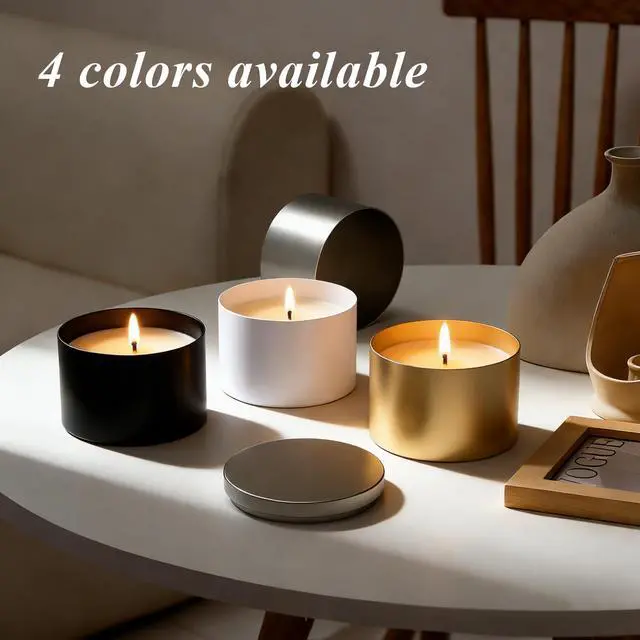 Alt view image 3 of 7 - 8OZ Black Candle Tins Cans with Lids and Wicks for Making Candles | Heavy-Duty Matte Small Bulk Empty Candles Jars Vessels Container for Business OwnerTravel Reusable Candles TinsBlack10PCS