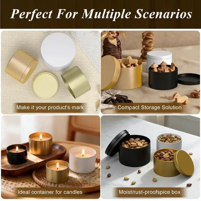Alt view image 6 of 7 - 8OZ Black Candle Tins Cans with Lids and Wicks for Making Candles | Heavy-Duty Matte Small Bulk Empty Candles Jars Vessels Container for Business OwnerTravel Reusable Candles TinsBlack10PCS
