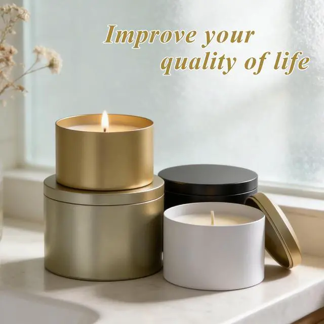 Alt view image 7 of 7 - 8OZ Black Candle Tins Cans with Lids and Wicks for Making Candles | Heavy-Duty Matte Small Bulk Empty Candles Jars Vessels Container for Business OwnerTravel Reusable Candles TinsBlack10PCS