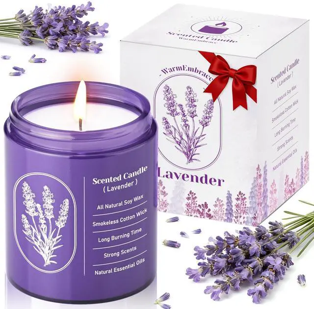 Main image of Lavender Scented Soy Candle for Women & Men, 7.6 Oz Jar Candle | Highly Scented With Essential Oil & 40+ Hour Burn TimeCotton Wick & Reusable Glass Jar For Home Or Gifting