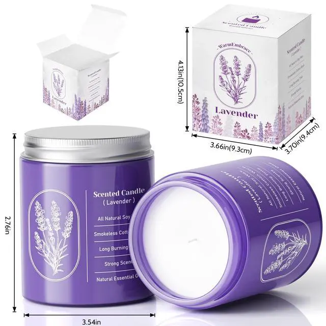 Alt view image 2 of 7 - Lavender Scented Soy Candle for Women & Men, 7.6 Oz Jar Candle | Highly Scented With Essential Oil & 40+ Hour Burn TimeCotton Wick & Reusable Glass Jar For Home Or Gifting