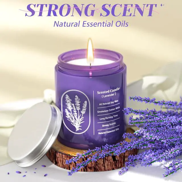 Alt view image 4 of 7 - Lavender Scented Soy Candle for Women & Men, 7.6 Oz Jar Candle | Highly Scented With Essential Oil & 40+ Hour Burn TimeCotton Wick & Reusable Glass Jar For Home Or Gifting