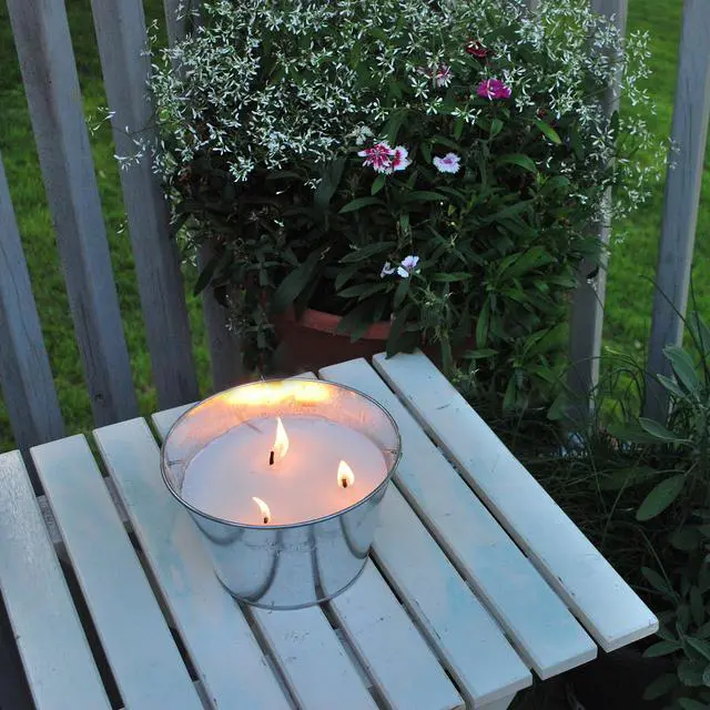 Alt view image 2 of 5 - Citronella Candle Bucket for Outdoors, Triple-Wick Galvanized Metal | Citronella formula helps repel mosquitoes