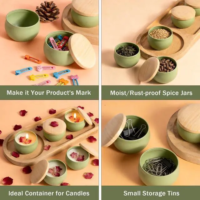 Alt view image 5 of 7 - Candle Jars for Making Candles, 16PCS Candle Jars with Lids, 2.5oz Empty Candle Tins, Metal Small Tins with Lids, Bulk Tin Containers, Candle Making Jars for Candle Making, Storage, Small Plants