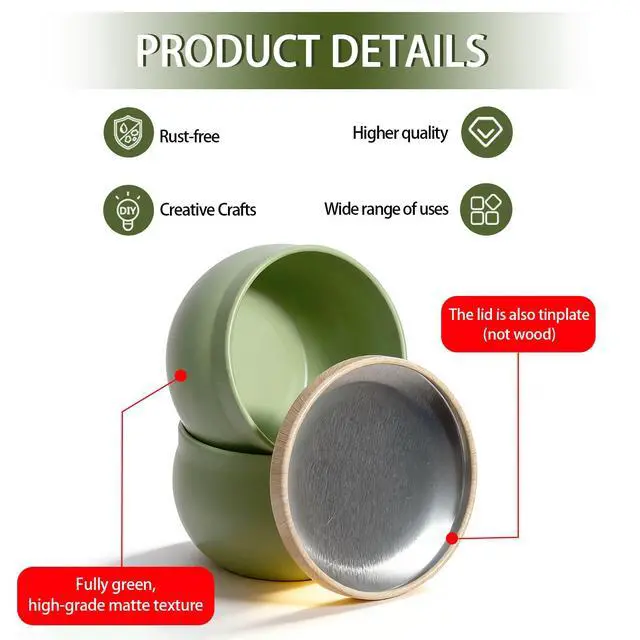 Alt view image 7 of 7 - Candle Jars for Making Candles, 16PCS Candle Jars with Lids, 2.5oz Empty Candle Tins, Metal Small Tins with Lids, Bulk Tin Containers, Candle Making Jars for Candle Making, Storage, Small Plants