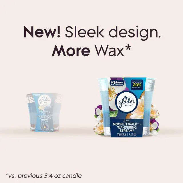 Alt view image 4 of 7 - 1-Wick 2in1 Scented Candle Jar, Moonlit Walk & Wandering Stream, Air Freshener Infused with Essential Oils, 4.08 Oz, 2 Count