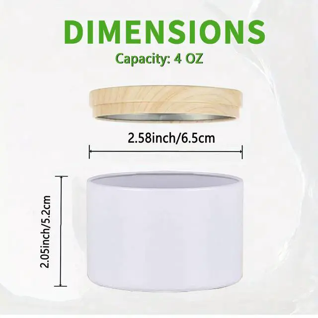 Alt view image 2 of 7 - 4oz White Candle Tins,24 PCS Candle Jars with Lids for Candle Making | Candle Tins With Wood Grain Lids;Seamless Construction with Matte Finish;Heat and Corrosion Resistant;Jars for Making Candles