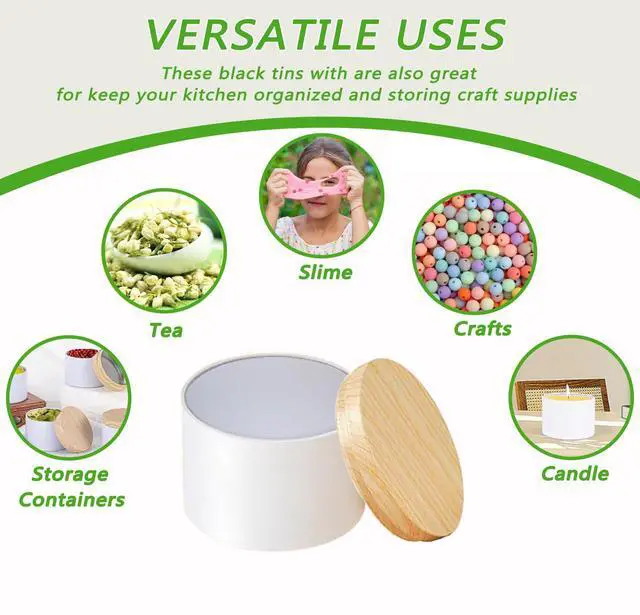 Alt view image 7 of 7 - 4oz White Candle Tins,24 PCS Candle Jars with Lids for Candle Making | Candle Tins With Wood Grain Lids;Seamless Construction with Matte Finish;Heat and Corrosion Resistant;Jars for Making Candles